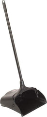 Rubbermaid - 11-1/4" Wide x 5" High Upright Dustpan - Plastic Body, 12-51/64" Handle, Black, with Wheels - Exact Tool & Supply