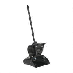 Rubbermaid - 11-1/4" Wide x 5" High Upright Dustpan - Plastic Body, 12-51/64" Handle, Black, with Wheels - Exact Tool & Supply