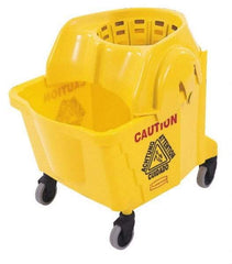 Rubbermaid - 35 Qt Plastic Bucket & Wringer - 18-5/8" Long x 24-3/4" High x 15-7/8" Wide, Yellow - Exact Tool & Supply