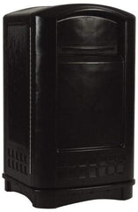 Rubbermaid - 50 Gal Black Rectangle Trash Can - Polyethylene, 42-1/8" High x 24-3/4" Long x 25-1/4" Wide - Exact Tool & Supply