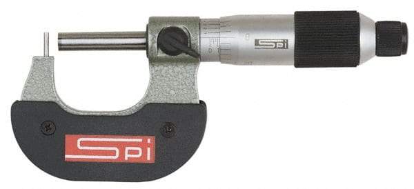 SPI - 25 to 50mm Measurement Range, 0.0001 Inch Graduation, Flat Anvil, Ratchet Stop Thimble, Mechanical Tube Micrometer - 1/4 Inch Spindle Diameter, Accurate Up to 0.0002 Inch, Satin Chrome Finish, Carbide, 1.26 Inch Thorat Depth, Includes Case - Exact Tool & Supply