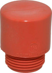 Made in USA - 1-1/4" Face Diam, Grade Medium, Red Hammer Tip/Face - Vinyl - Exact Tool & Supply