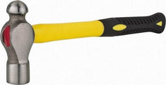 Value Collection - 1 Lb Head Forged Steel Ball Pein Hammer - Fiberglass Handle, 12-1/2" OAL, Fiberglass with Cushion Grip - Exact Tool & Supply