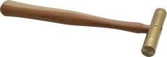 Made in USA - 1/2 Lb Head 3/4" Face Brass Head Striking Tool Hammer - 10-1/2" OAL, Wood Handle - Exact Tool & Supply