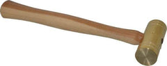 Made in USA - 2 Lb Head 1-1/2" Face Brass Head Striking Tool Hammer - 13" OAL, Wood Handle - Exact Tool & Supply