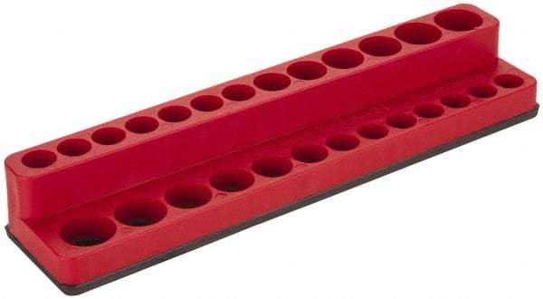 Value Collection - 26 Piece Capacity Magnetic Deep & Shallow Socket Holder - 1/4" Drive, Red - Exact Tool & Supply