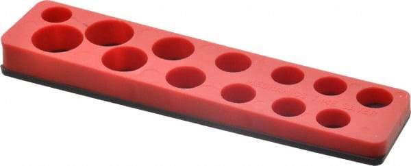Value Collection - 13 Piece Capacity Magnetic Shallow Socket Holder - 3/8" Drive, Red - Exact Tool & Supply