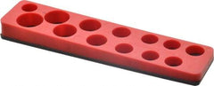 Value Collection - 13 Piece Capacity Magnetic Shallow Socket Holder - 3/8" Drive, Red - Exact Tool & Supply