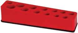 Value Collection - 13 Piece Capacity Magnetic Deep Socket Holder - 3/8" Drive, Red - Exact Tool & Supply