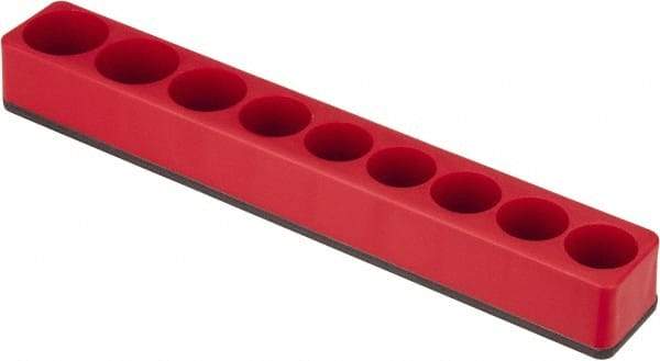 Value Collection - 9 Piece Capacity Magnetic Deep & Shallow Socket Holder - 1/2" Drive, Red - Exact Tool & Supply