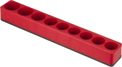 Value Collection - 9 Piece Capacity Magnetic Deep & Shallow Socket Holder - 1/2" Drive, Red - Exact Tool & Supply
