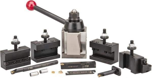 Dorian Tool - Series BXA Tool Post Holder & Set for 13 to 15" Lathe Swing - 5 Piece, Includes (4) Holders, Tool Post - Exact Tool & Supply