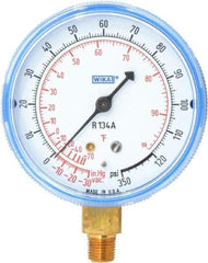 Wika - 2-1/2" Dial, 1/8 Thread, 30-0-120 Scale Range, Pressure Gauge - Lower Connection Mount, Accurate to 1-2-5% of Scale - Exact Tool & Supply