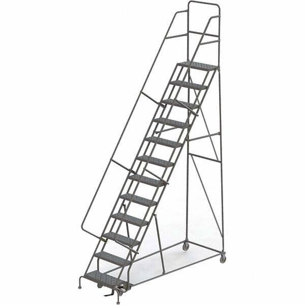 TRI-ARC - 156" 12 Step Rolling Platform Ladder - 450 Lb Capacity, 120" Platform Height, 35" Base Width x 90" Depth, Perforated Tread - Exact Tool & Supply