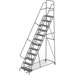 TRI-ARC - 156" 12 Step Rolling Platform Ladder - 450 Lb Capacity, 120" Platform Height, 35" Base Width x 90" Depth, Perforated Tread - Exact Tool & Supply