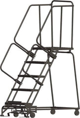 Ballymore - 83" 5 Step Ladder - 450 Lb Capacity, 50" Platform Height, 24" Base Width x 49" Depth, Heavy-Duty Serrated Grating - Exact Tool & Supply