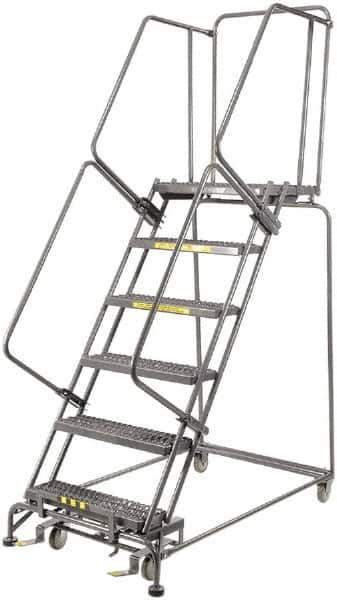 Ballymore - 93" 6 Step Ladder - 450 Lb Capacity, 60" Platform Height, 24" Base Width x 56" Depth, Expanded Metal Tread - Exact Tool & Supply