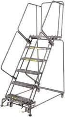 Ballymore - 93" 6 Step Ladder - 450 Lb Capacity, 60" Platform Height, 24" Base Width x 56" Depth, Expanded Metal Tread - Exact Tool & Supply