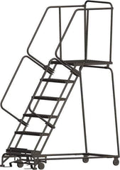 Ballymore - 93" 6 Step Ladder - 450 Lb Capacity, 60" Platform Height, 24" Base Width x 63" Depth, Heavy-Duty Serrated Grating - Exact Tool & Supply