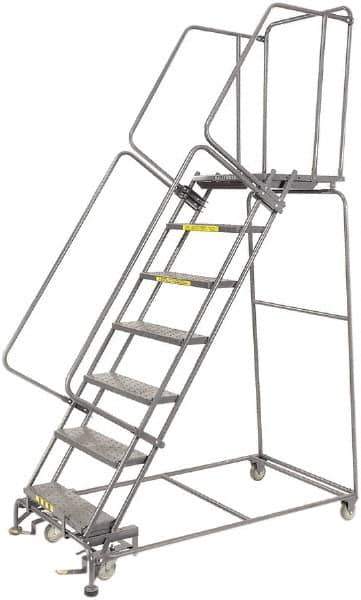 Ballymore - 103" 7 Step Ladder - 450 Lb Capacity, 70" Platform Height, 24" Base Width x 62" Depth, Expanded Metal Tread - Exact Tool & Supply