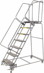 Ballymore - 103" 7 Step Ladder - 450 Lb Capacity, 70" Platform Height, 24" Base Width x 62" Depth, Heavy-Duty Serrated Grating - Exact Tool & Supply