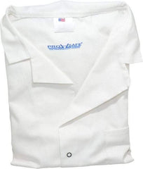 PRO-SAFE - Size L White Lab Coat - Polyester and Cotton, Snap Front, Open Wrists, (2 Pass Through Pockets and Front Chest and Hip Pocket) - Exact Tool & Supply