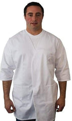 PRO-SAFE - Size M White Smock with 5 Pockets - Polyester and Cotton, Buttonless and Ties In Back - Exact Tool & Supply