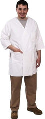 PRO-SAFE - Size XL White Smock with 5 Pockets - Polyester and Cotton, Buttonless and Ties In Back - Exact Tool & Supply