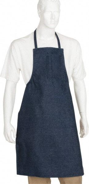 PRO-SAFE - 28 x 36" General Purpose Bib Apron - Denim, Denim Blue, 1 Pocket - Exact Tool & Supply