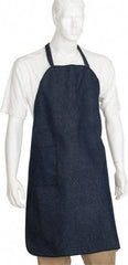 PRO-SAFE - 27 x 35" General Purpose Bib Apron - Denim, Denim Blue, 1 Pocket - Exact Tool & Supply
