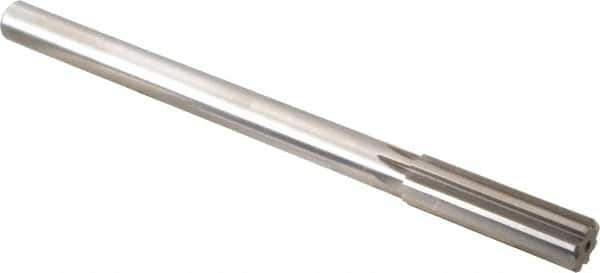Alvord Polk - 47/64" High Speed Steel 8 Flute Chucking Reamer - Straight Flute, 5/8" Straight Shank, 2-1/2" Flute Length, 9-1/2" OAL - Exact Tool & Supply