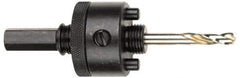 Milwaukee Tool - 5/8 to 1-3/16" Tool Diam Compatibility, Straight Shank, Steel Integral Pilot Drill, Hole Cutting Tool Arbor - 3/8" Min Chuck, Hex Shank Cross Section, Threaded Shank Attachment, For Hole Saws - Exact Tool & Supply