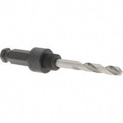 Milwaukee Tool - 5/8 to 1-3/16" Tool Diam Compatibility, Straight Shank, Steel Integral Pilot Drill, Hole Cutting Tool Arbor - 1/2" Min Chuck, Hex Shank Cross Section, Threaded Shank Attachment, For Hole Saws - Exact Tool & Supply