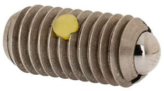 Gibraltar - M8x1.25, 5mm Ball Diam, 16mm Body Length, 1.5mm Max Ball Reach, Threaded Ball Plunger - Stainless Steel Body, Stainless Steel Ball, 1.12 Lb Initial End Force, 2.25 Lb Final End Force, Locking Element - Exact Tool & Supply