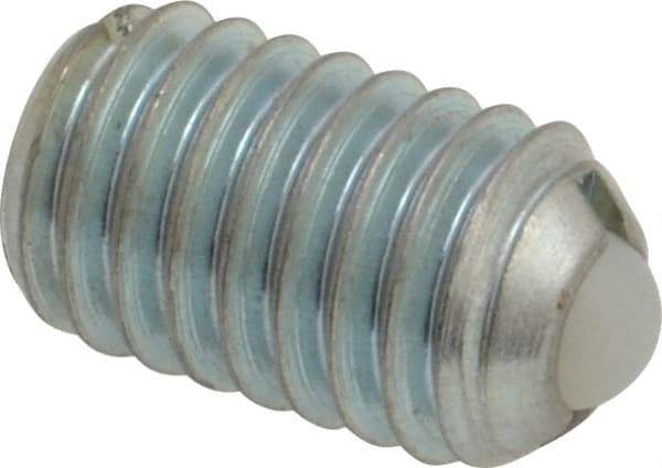 Gibraltar - 3/8-16, 0.188" Ball Diam, 0.625" Body Length, 0.048" Max Ball Reach, Threaded Ball Plunger - Steel Body, Nylon Ball, 2.5 Lb Initial End Force, 5 Lb Final End Force - Exact Tool & Supply