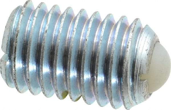 Gibraltar - 5/8-11, 0.375" Ball Diam, 0.984" Body Length, 0.096" Max Ball Reach, Threaded Ball Plunger - Steel Body, Nylon Ball, 4.5 Lb Initial End Force, 9 Lb Final End Force, Locking Element - Exact Tool & Supply