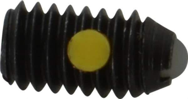 Gibraltar - 5/16-18, 0.156" Ball Diam, 0.578" Body Length, 0.04" Max Ball Reach, Threaded Ball Plunger - Steel Body, Nylon Ball, 4 Lb Initial End Force, 9 Lb Final End Force, Locking Element - Exact Tool & Supply