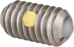 Gibraltar - 5/16-18, 0.156" Ball Diam, 0.578" Body Length, 0.04" Max Ball Reach, Threaded Ball Plunger - Stainless Steel Body, Nylon Ball, 6 Lb Initial End Force, 17 Lb Final End Force, Locking Element - Exact Tool & Supply