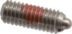 Gibraltar - 10-32, 3/4" Thread Length, 1/8" Plunger Projection, Stainless Steel Threaded Spring Plunger - 0.092" Max Plunger Diam, 3/4" Plunger Length, 2.9 Lb Init End Force, 11.1 Lb Final End Force, 0.0625" Hex - Exact Tool & Supply