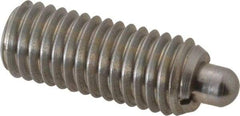 Gibraltar - 1/2-13, 1-1/4" Thread Length, 1/4" Plunger Projection, Stainless Steel Threaded Spring Plunger - 1/4" Max Plunger Diam, 1-1/4" Plunger Length, 2.7 Lb Init End Force, 9.3 Lb Final End Force, 0.1562" Hex - Exact Tool & Supply
