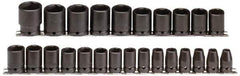 Proto - 25 Piece 1/2" Drive Impact Socket Set - 6 Points, 8mm to 36mm Range, Metric Measurement Standard - Exact Tool & Supply