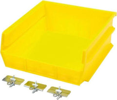 Triton - 10-7/8" Deep, Yellow Polypropylene Hopper Stacking Bin - 5" High x 11" Wide x 10-7/8" Long - Exact Tool & Supply