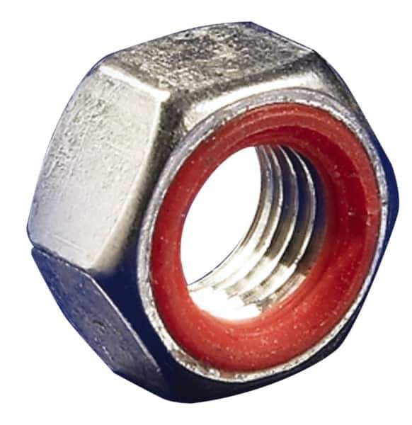APM HEXSEAL - #6-32 Thread, 5/16" Wide x 7/32" High, Brass Self Sealing Hex Jam Nut - Nickel Plated, Silicone O Ring, Right Hand, UNC Thread - Exact Tool & Supply