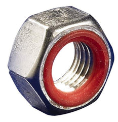 APM HEXSEAL - #8-32 Thread, 11/32" Wide x 7/32" High, Brass Self Sealing Hex Jam Nut - Nickel Plated, Silicone O Ring, Right Hand, UNC Thread - Exact Tool & Supply