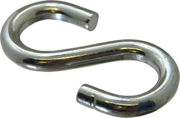 Made in USA - 1/2" Opening, Low Carbon Steel Electrogalvanized S-Hook - 132 Lb Capacity, 7/8" ID, 0.312" Wire, 3" OAL - Exact Tool & Supply