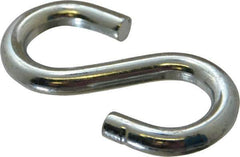 Made in USA - 1/2" Opening, Low Carbon Steel Electrogalvanized S-Hook - 132 Lb Capacity, 7/8" ID, 0.312" Wire, 3" OAL - Exact Tool & Supply