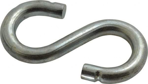 Made in USA - 1/2" Opening, Low Carbon Steel Electrogalvanized S-Hook - 170 Lb Capacity, 1" ID, 3/8" Wire, 3-1/2" OAL - Exact Tool & Supply