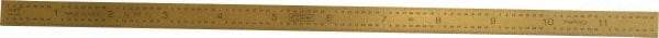 Fowler - 12" Long, 1/64, 1/32, 1/16, 1/8" Graduation, Flexible Steel Rule - 4R Graduation Style, 1" Wide, Yellow, Titanium Finish - Exact Tool & Supply
