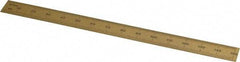 Fowler - 6" Long, 1/64, 1/32" and 0.5, 1mm Graduation, Flexible Steel Rule - English/Metric Graduation Style, 1/2" Wide, Yellow, Titanium Finish - Exact Tool & Supply