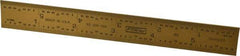 Fowler - 6" Long, 1/64, 1/32, 1/16, 1/8" Graduation, Rigid Steel Rule - 4R Graduation Style, 3/4" Wide, Yellow, Titanium Finish - Exact Tool & Supply